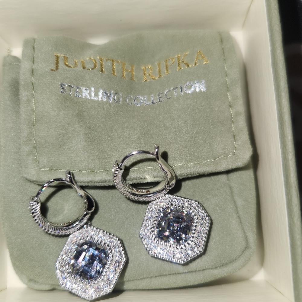 Judith Ripka Clear Crystal Silver 925 Earrings